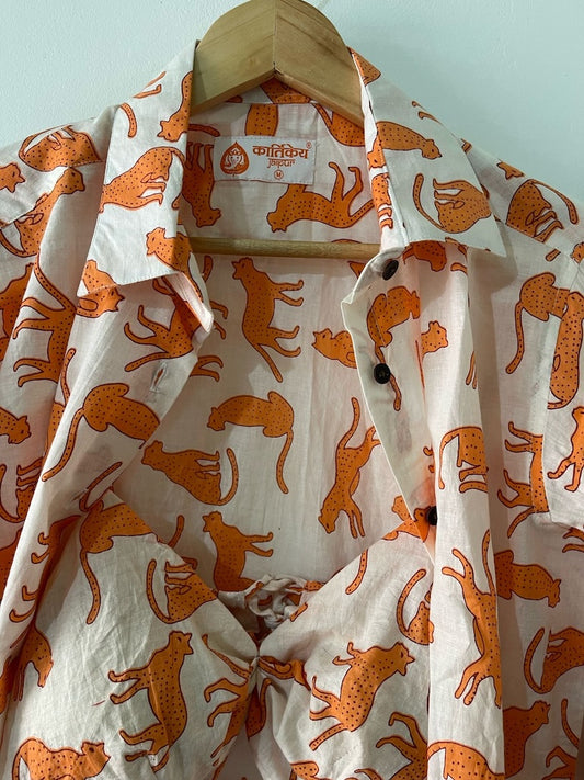 Jungle Print Women Oversized Shirt with Bralette Combo