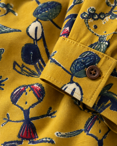Yellow Button Down Abstract Cotton Shirt for Men - Limited Edition