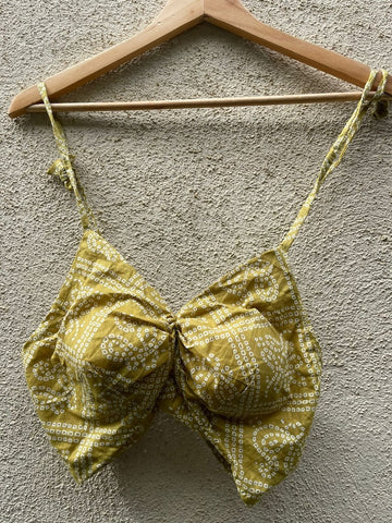 Bandhej Print Cotton Padded Lace Bralette