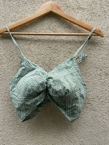Bandhej Print Cotton Padded Lace Bralette