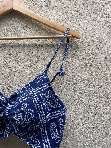 Bandhej Print Cotton Padded Lace Bralette