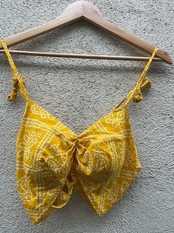 Bandhej Print Cotton Padded Lace Bralette