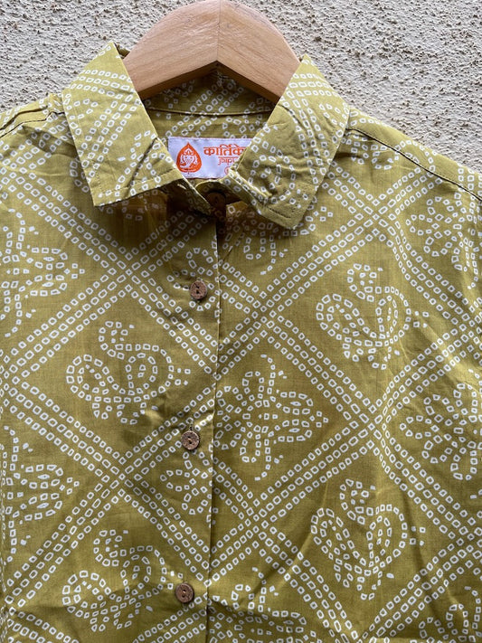 Bandhej Oversized Full Shirt for Women By Kartikeya Jaipur