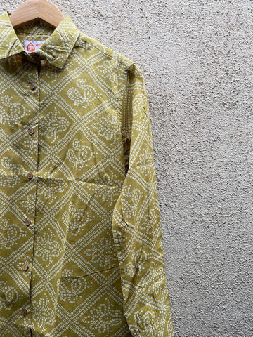 Bandhej Oversized Full Shirt for Women By Kartikeya Jaipur