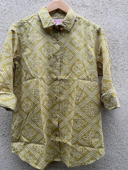 Bandhej Oversized Full Shirt for Women By Kartikeya Jaipur