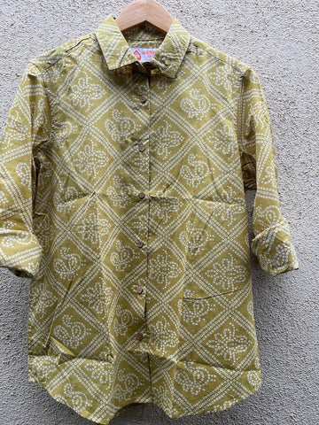 Bandhej Oversized Full Shirt for Women By Kartikeya Jaipur