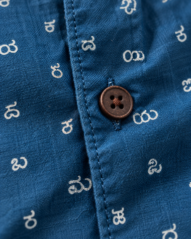 Classic Kannada Alphabets Print Cotton Men's Full Sleeve Shirt