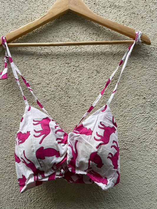 Jungle Print Cotton Padded Lace Bralette
