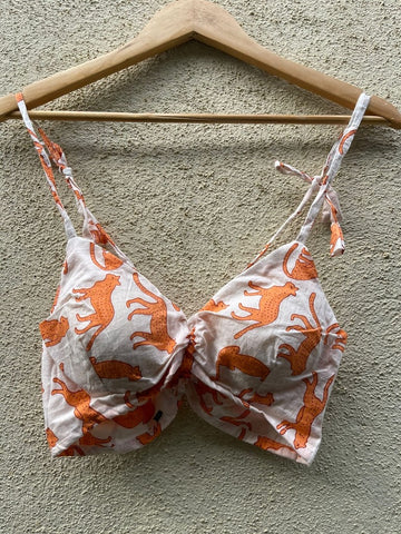 Jungle Print Cotton Padded Lace Bralette