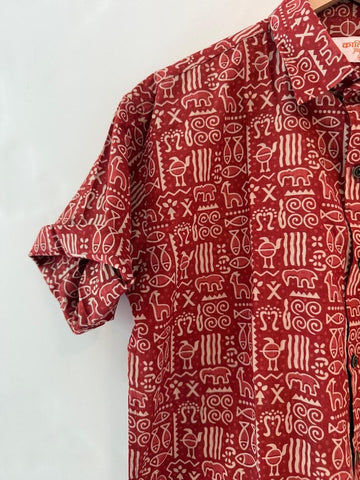 Tribal Print Sanganeri Cotton Shirt for Men