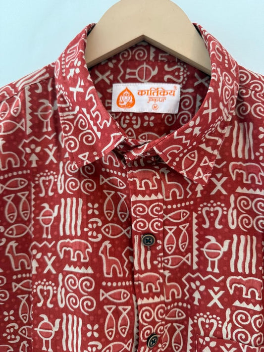 Tribal Print Sanganeri Cotton Shirt for Men