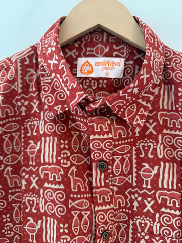 Tribal Print Sanganeri Cotton Shirt for Men