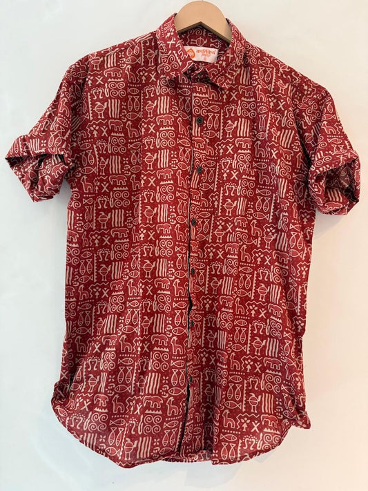 Tribal Print Sanganeri Cotton Shirt for Men