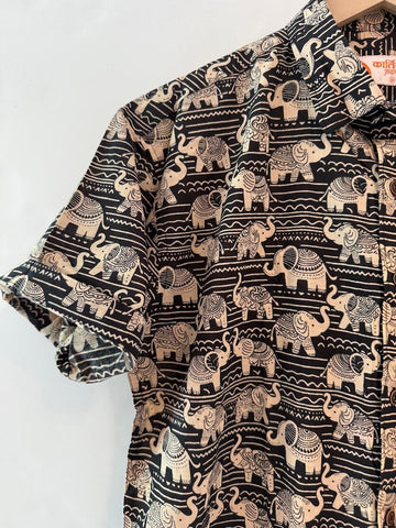 Traditional Elephant Print Sanganeri Cotton Shirt - Limited Edition