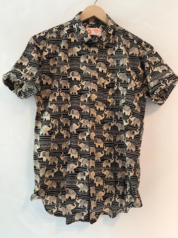 Traditional Elephant Print Sanganeri Cotton Shirt - Limited Edition