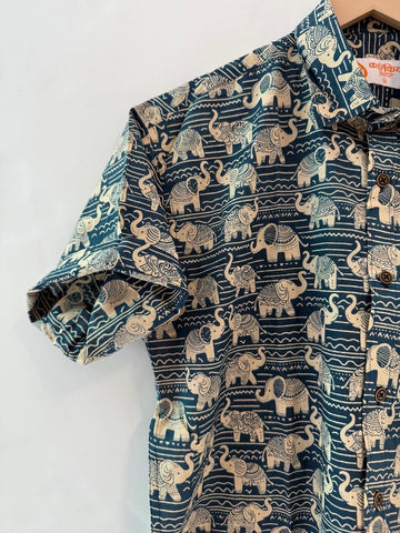 Traditional Elephant Print Sanganeri Cotton Shirt - Limited Edition