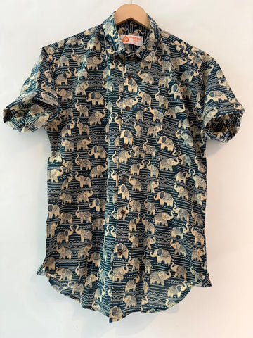 Traditional Elephant Print Sanganeri Cotton Shirt - Limited Edition