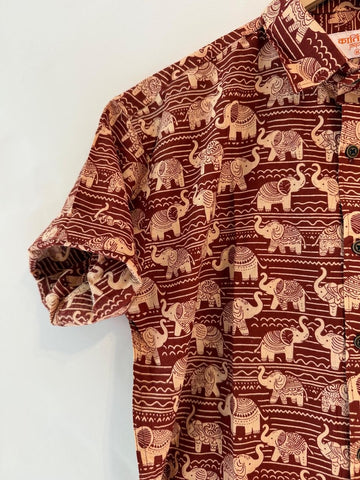 Traditional Elephant Print Sanganeri Cotton Shirt - Limited Edition