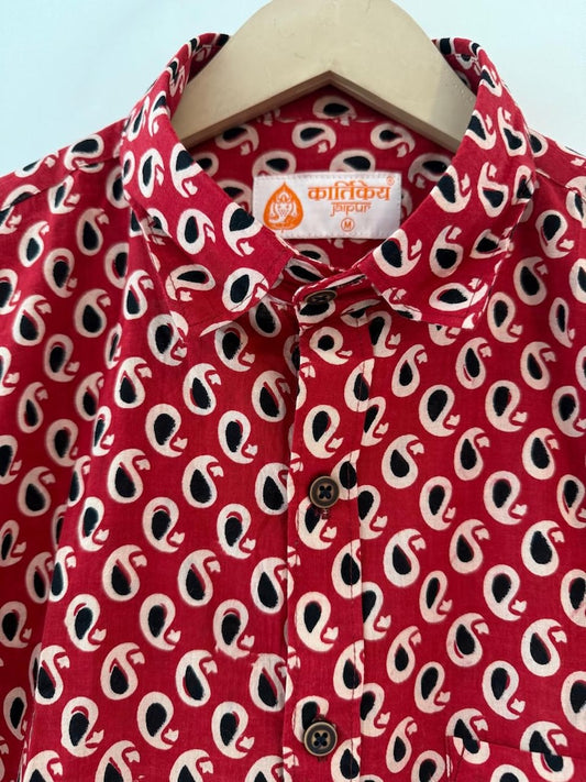 Kalamkari Print Sanganeri Cotton Shirt for Men
