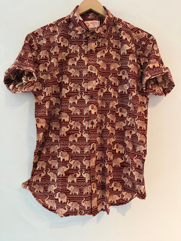 Traditional Elephant Print Sanganeri Cotton Shirt - Limited Edition