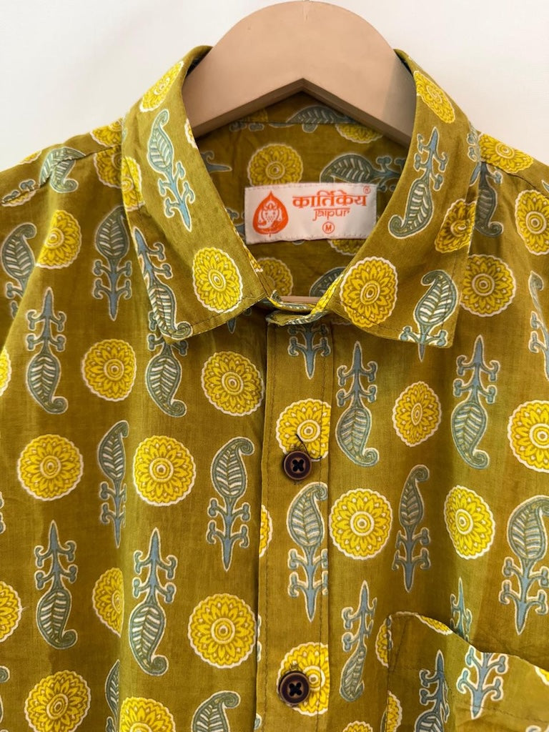 Traditional Sanganeri Print Cotton Shirts For Men