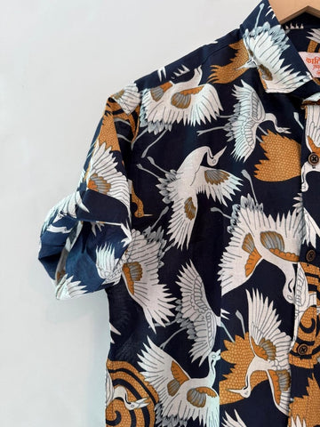 Kartikeya Jaipur Bird Print Cotton Shirt For Men