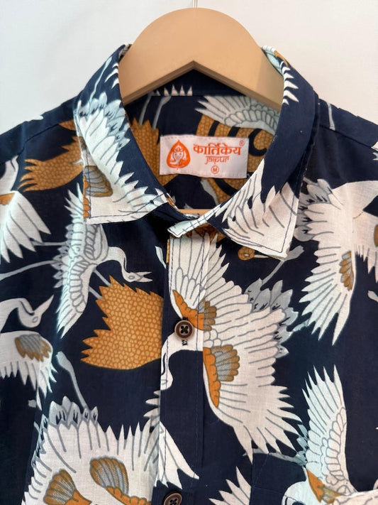 Kartikeya Jaipur Bird Print Cotton Shirt For Men