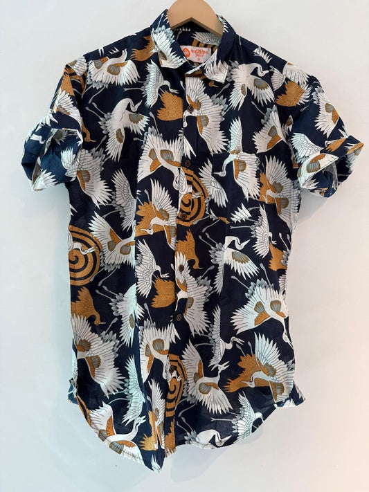 Kartikeya Jaipur Bird Print Cotton Shirt For Men