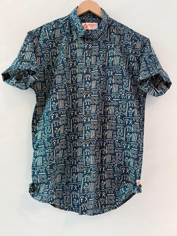 Tribal Print Cotton Half Shirt For Men