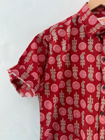 Classic Floral Print Cotton Shirt For Men