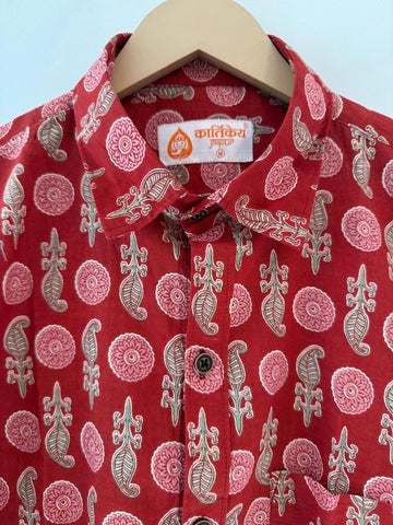 Classic Floral Print Cotton Shirt For Men