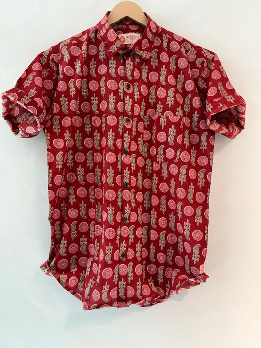 Classic Floral Print Cotton Shirt For Men