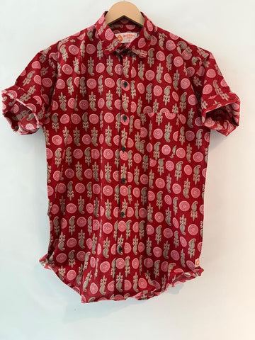 Classic Floral Print Cotton Shirt For Men