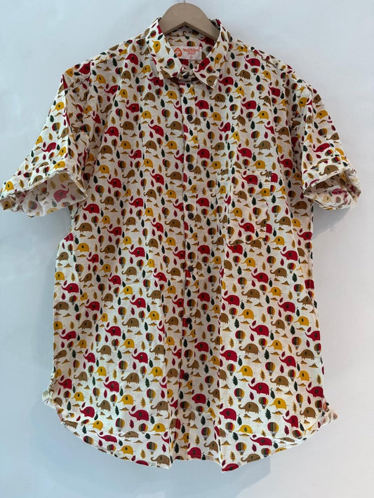 Quirky Print Sanganeri Cotton Shirt for Men