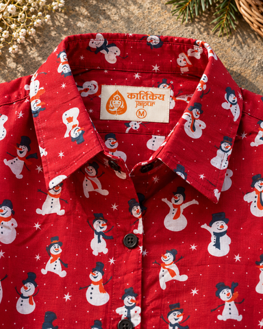 Christmas Print Full Sleeve Cotton Shirt for Womens