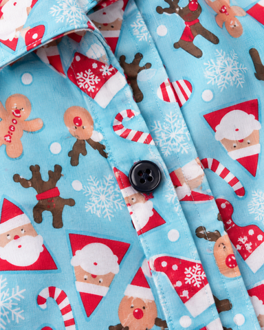 Christmas Print Full Sleeve Cotton Shirt for Womens