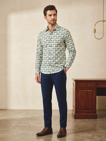 Classic Jeep Print Relaxed Fit Vintage Shirt for Men