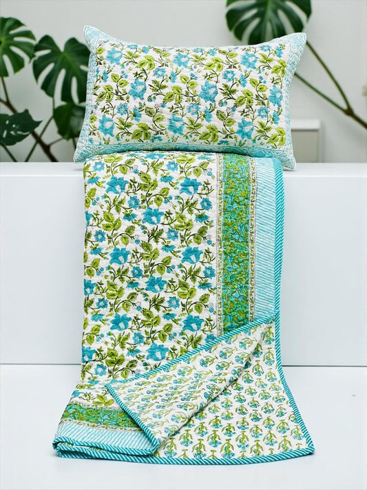 Block Printed Reversible Quilted Comforter
