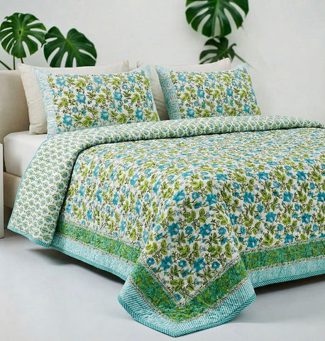 Block Printed Reversible Quilted Comforter