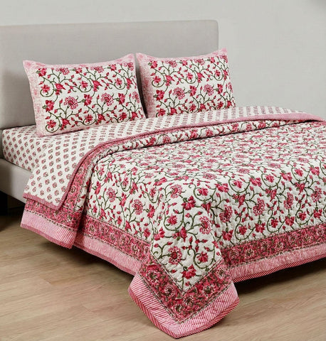 Block Printed Reversible Quilted Comforter