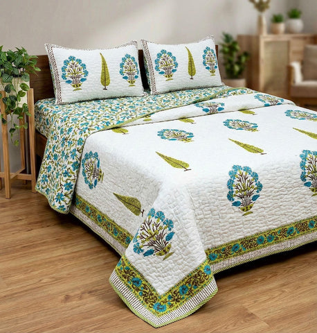Block Printed Reversible Quilted Comforter