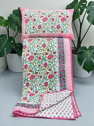 Block Printed Reversible Quilted Comforter