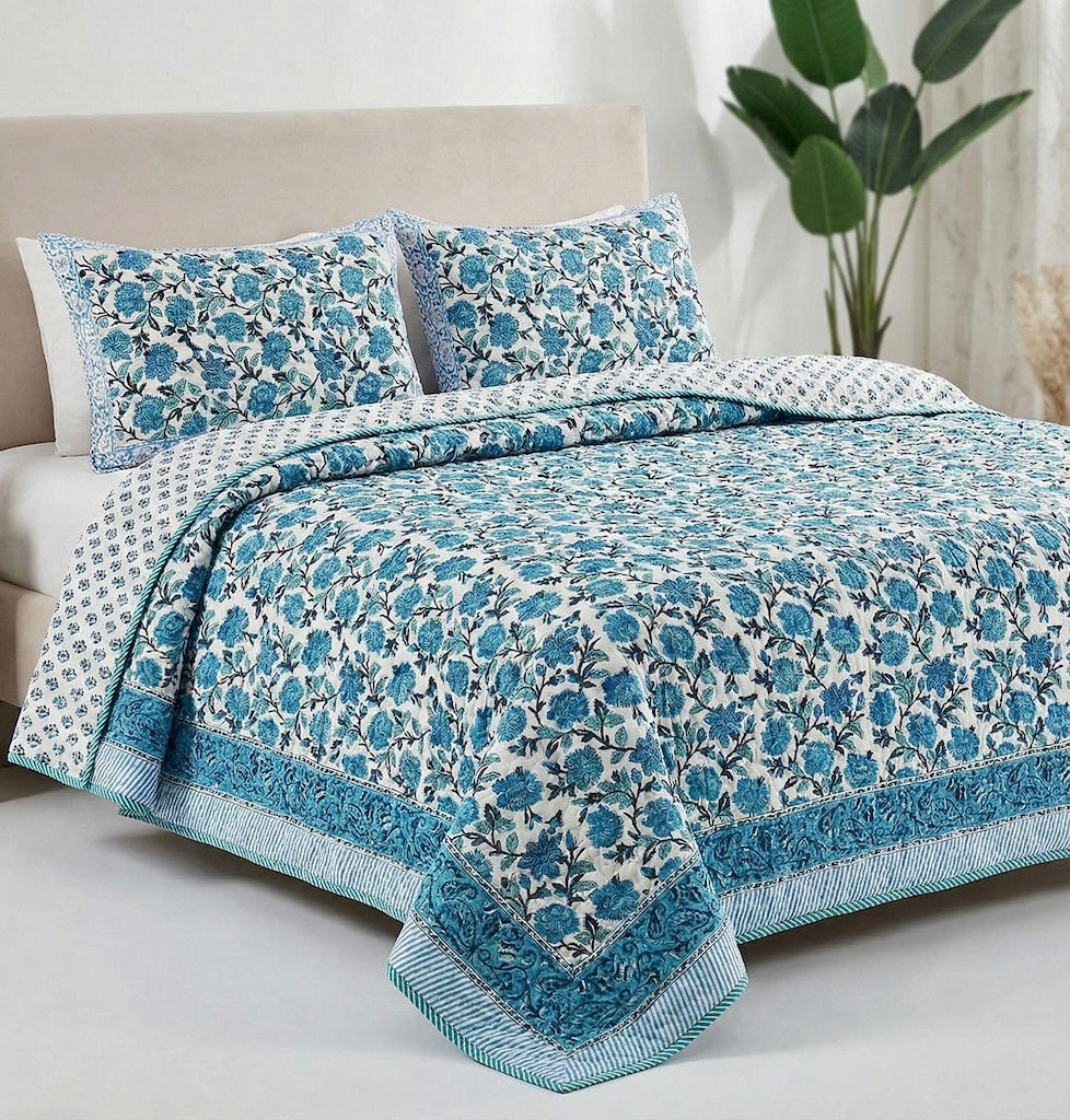 Block Printed Reversible Quilted Comforter