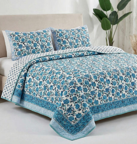 Block Printed Reversible Quilted Comforter