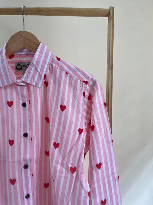 Women Conversational Striped Cotton Causal Shirt