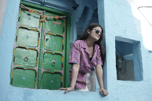 Oversized Bandhej Print Cuban Shirt For Womens