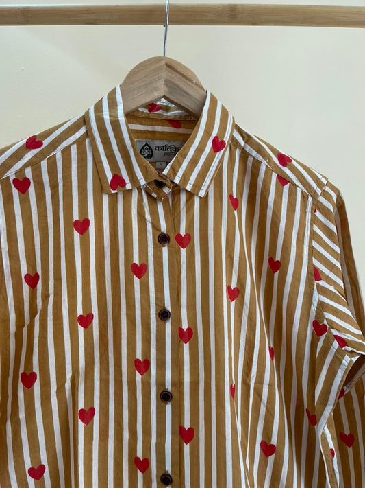 Women Conversational Striped Cotton Causal Shirt