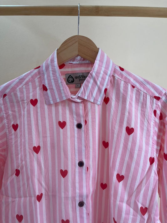 Women Conversational Striped Cotton Causal Shirt