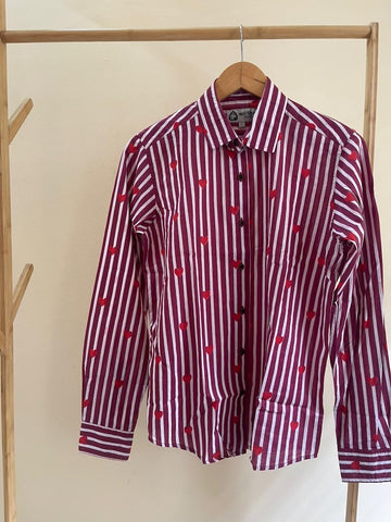 Women Conversational Striped Cotton Causal Shirt
