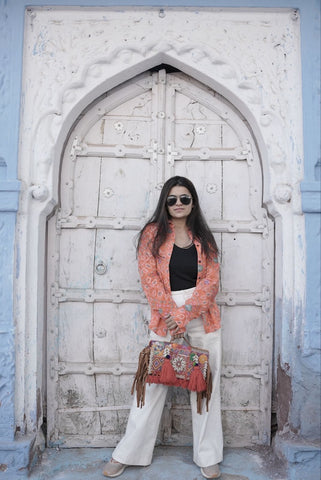 Women Traditional Bandhej Print Cotton Shirt - Orange